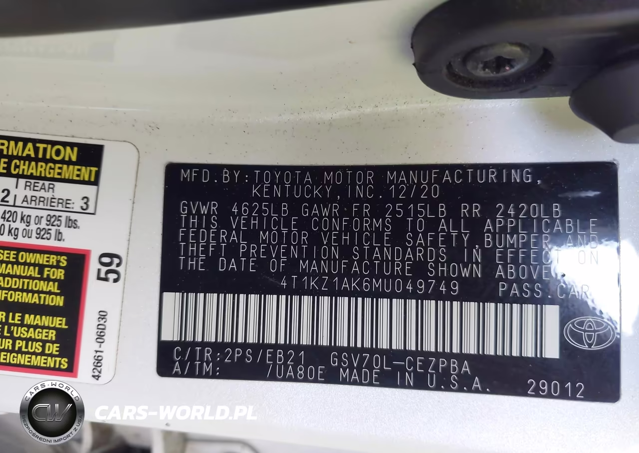 2021 Toyota Camry Trd VIN:4T1KZ1AK6MU049749 - 9
