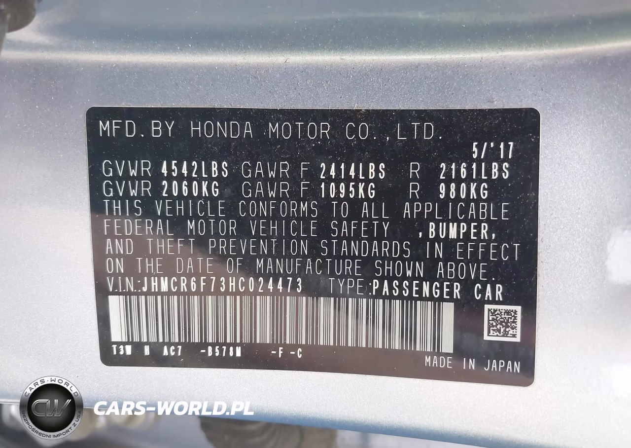 2017 Honda Accord Hybrid Touring VIN:JHMCR6F73HC024473 - 9