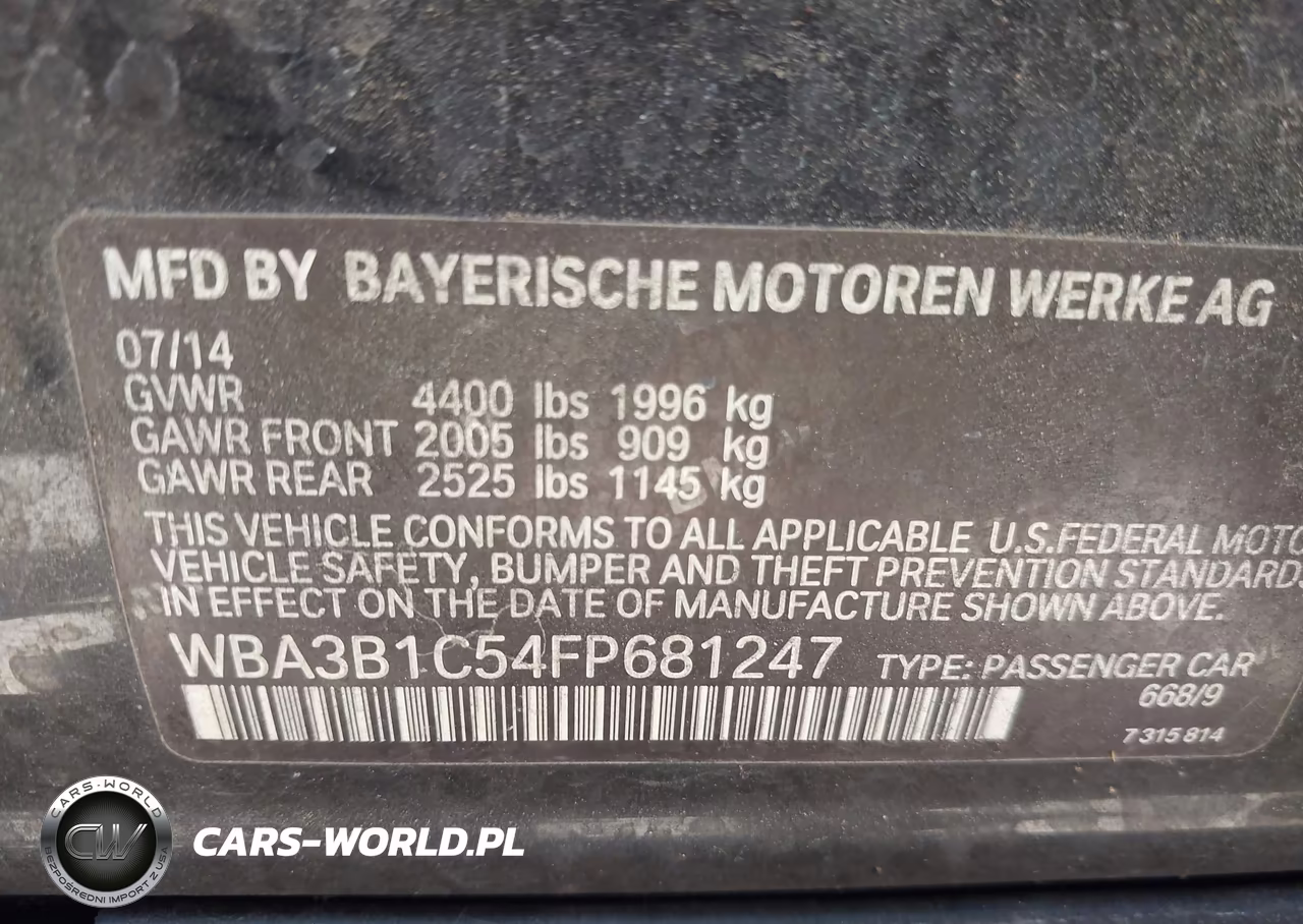 2015 BMW 320I VIN:WBA3B1C54FP681247 - 9