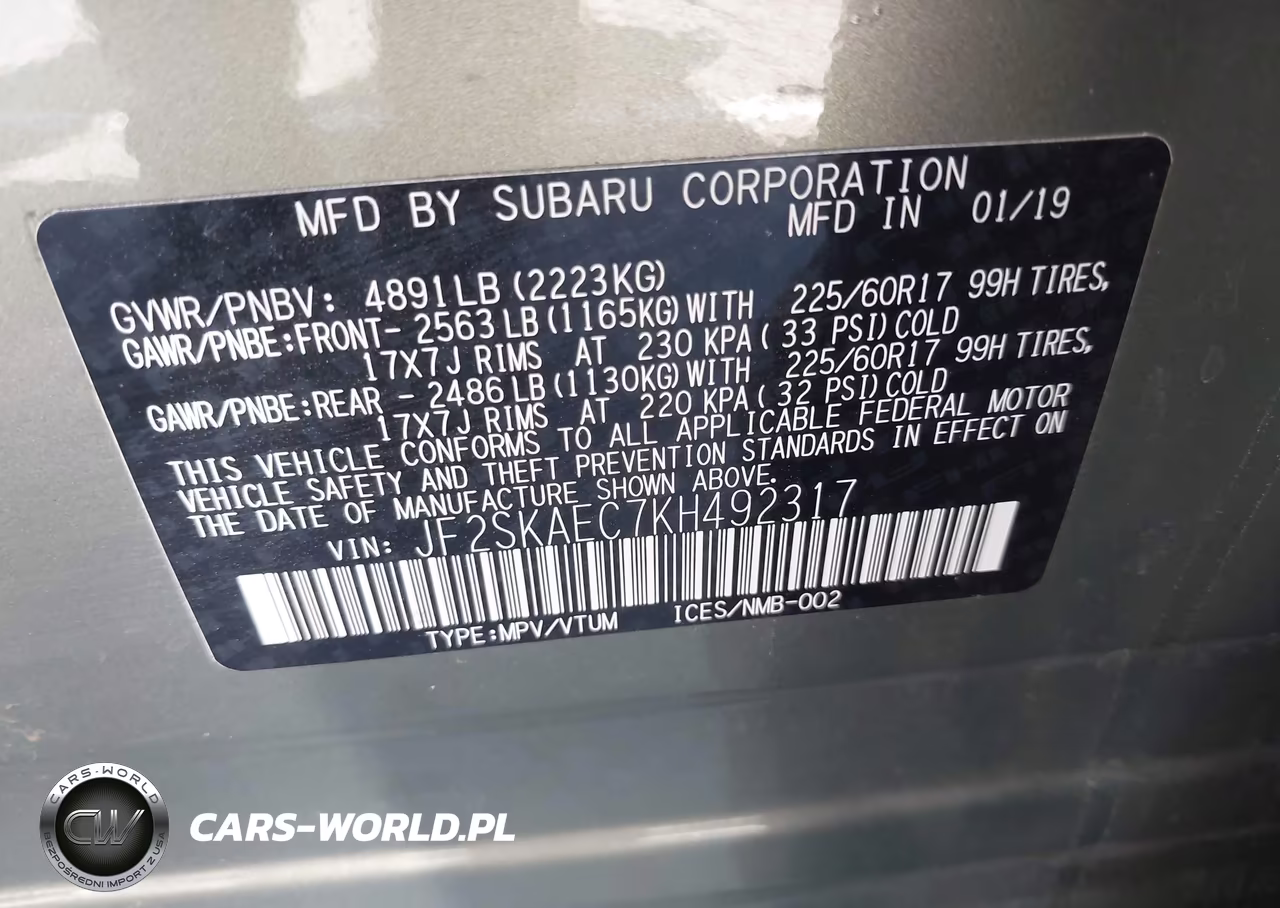2019 Subaru Forester Premium VIN:JF2SKAEC7KH492317 - 9