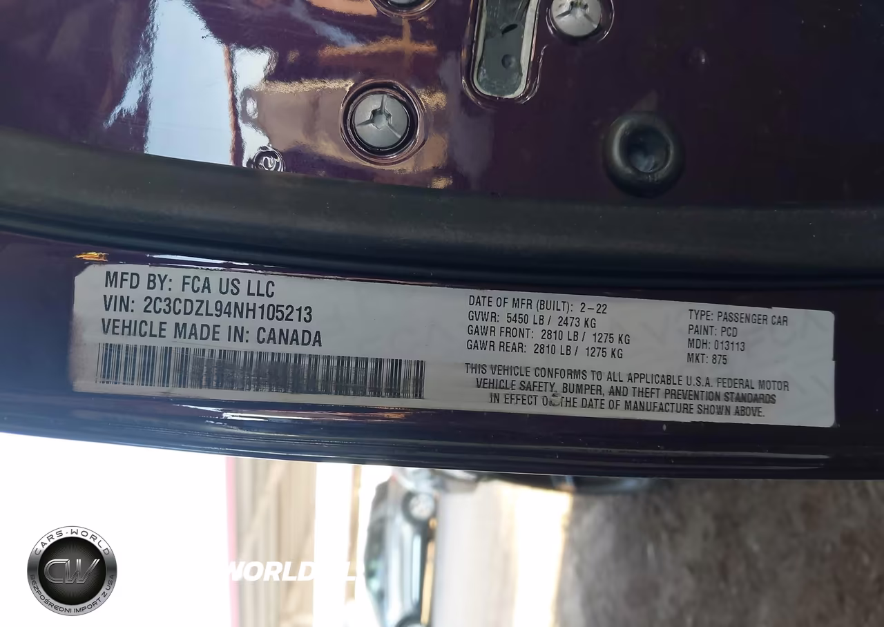 2022 Dodge Challenger Srt Hellcat Redeye VIN:2C3CDZL94NH105213 - 9
