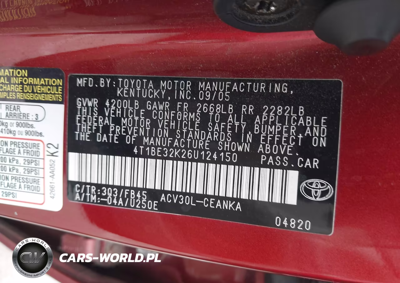 2006 Toyota Camry Le VIN:4T1BE32K26U124150 - 9