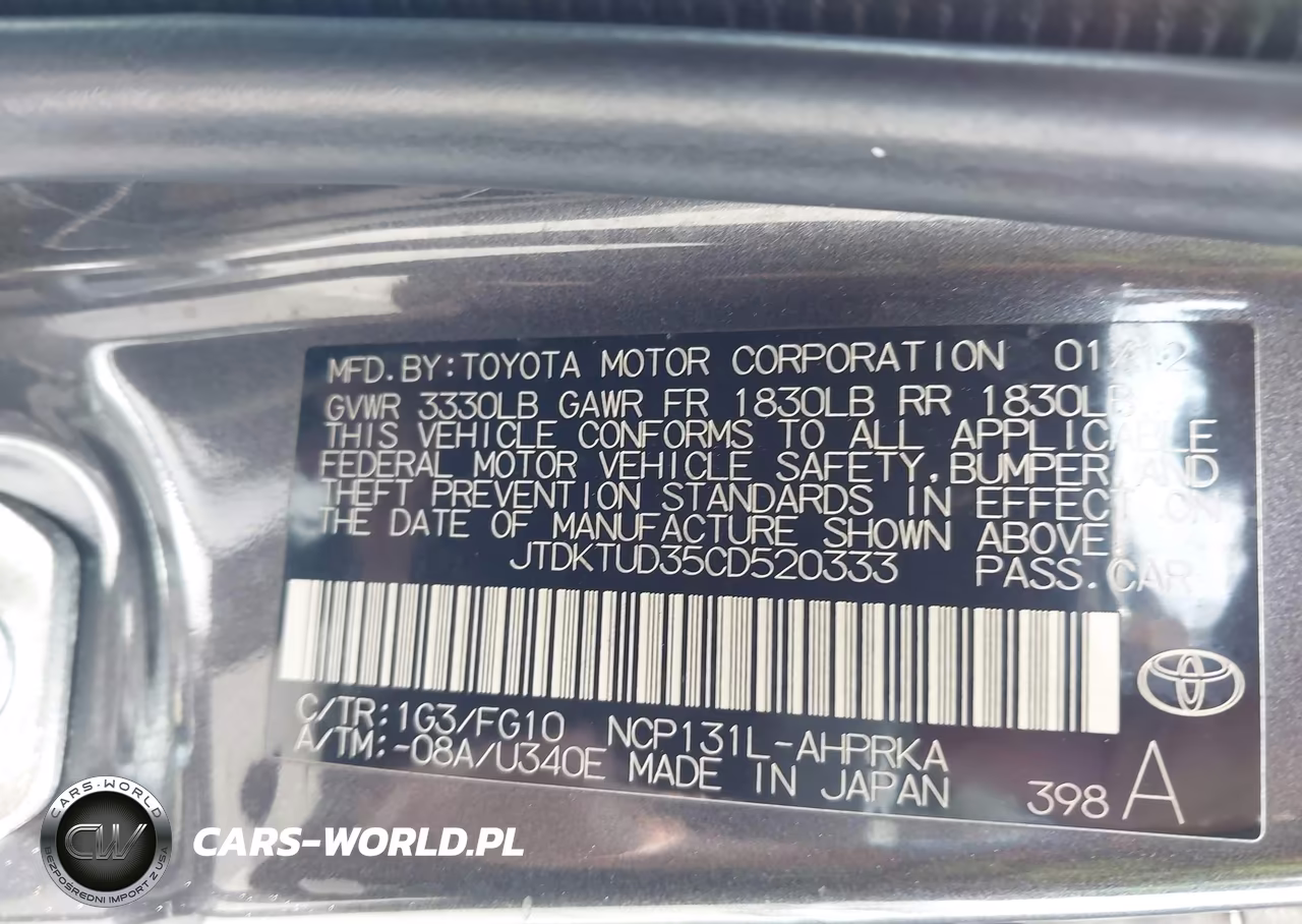 2012 Toyota Yaris Le VIN:JTDKTUD35CD520333 - 9