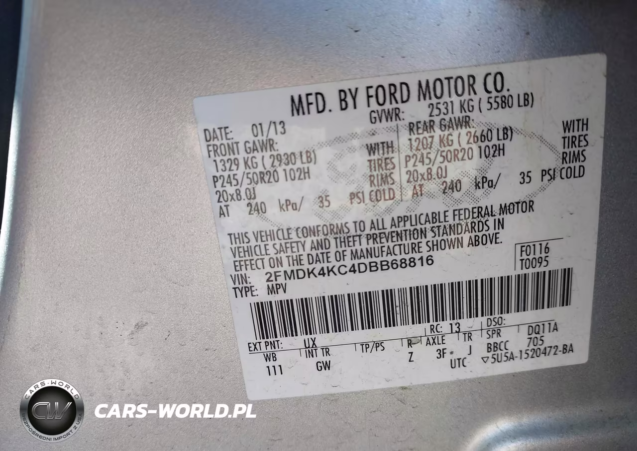 2013 Ford Edge Limited VIN:2FMDK4KC4DBB68816 - 9