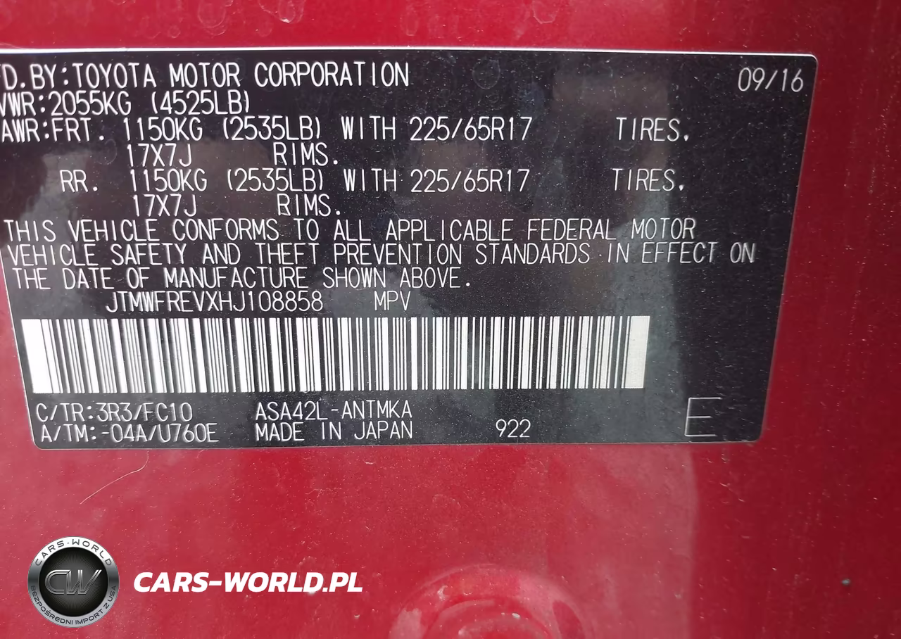 2017 Toyota Rav4 Xle VIN:JTMWFREVXHJ108858 - 9