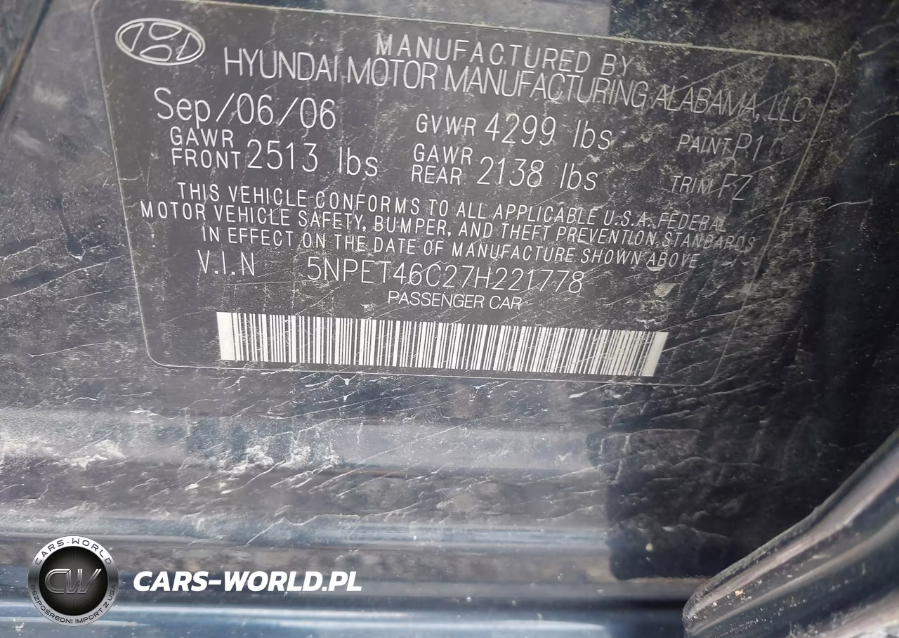2007 Hyundai Sonata Gls VIN:5NPET46C27H221778 - 9
