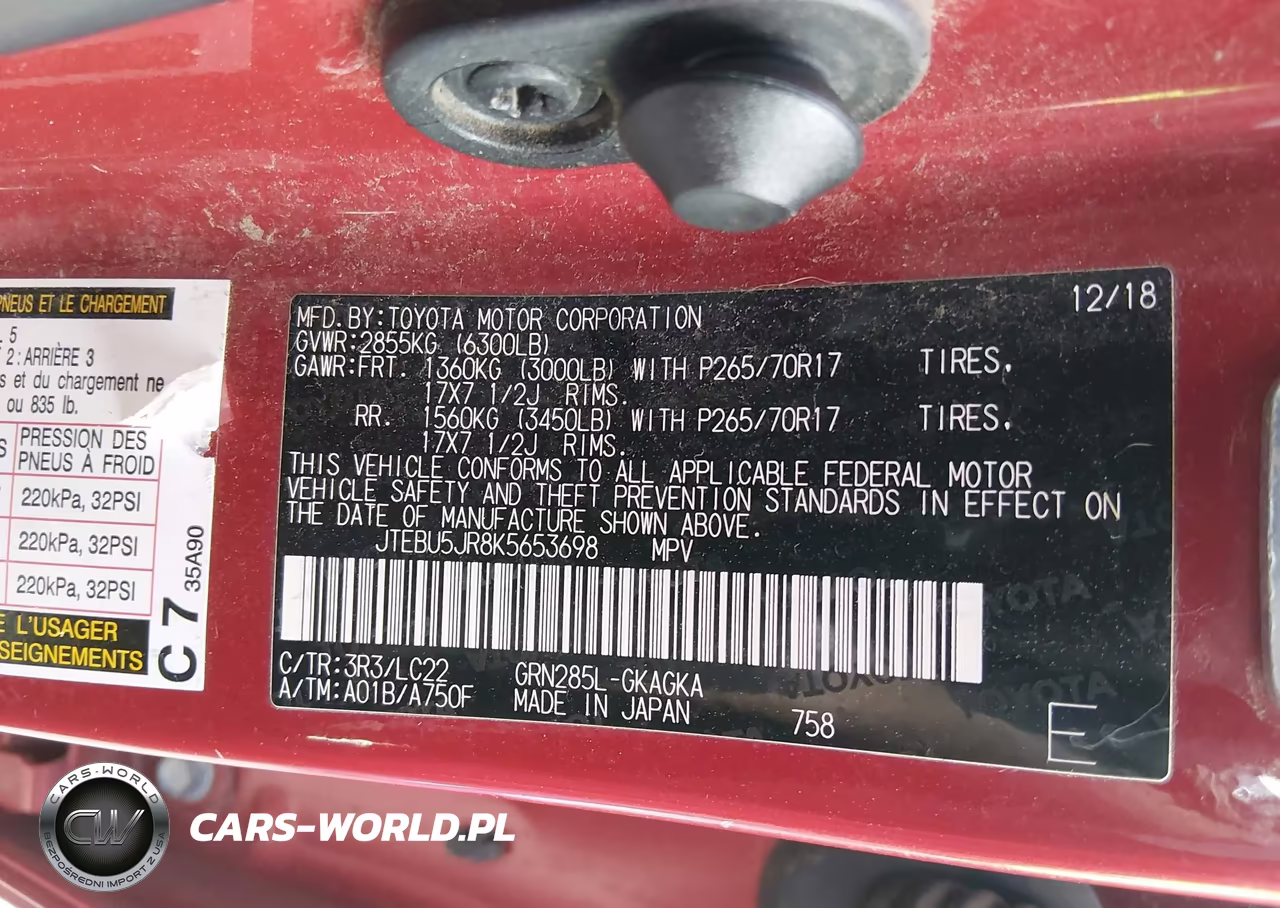 2019 Toyota 4Runner Trd Off Road Premium VIN:JTEBU5JR8K5653698 - 9