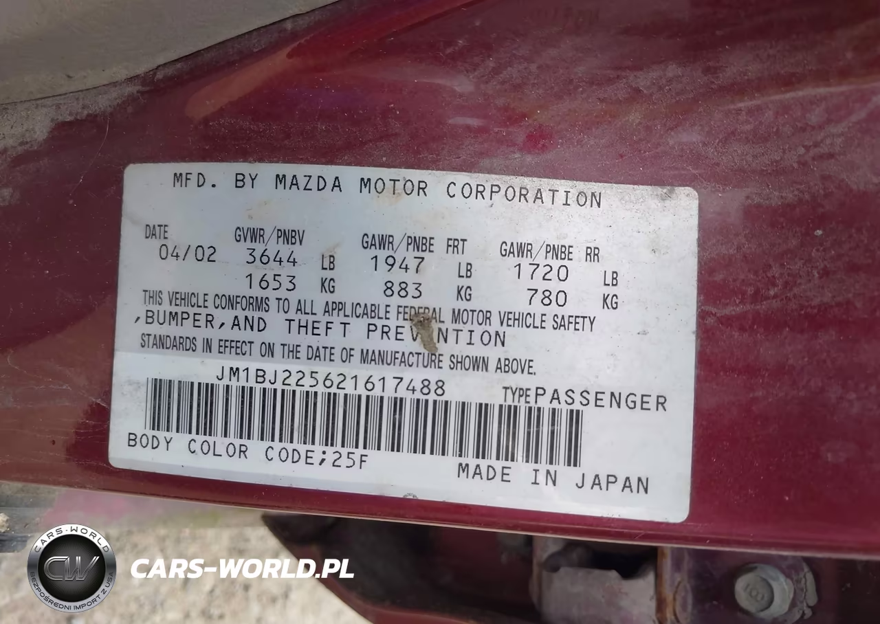 2002 Mazda Protege Dx-Es-Lx VIN:JM1BJ225621617488 - 9