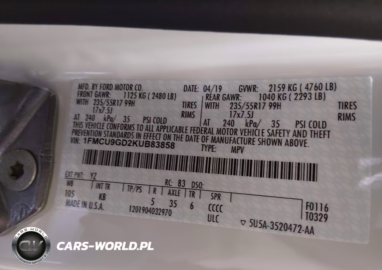2019 Ford Escape Se VIN:1FMCU9GD2KUB83858 - 9