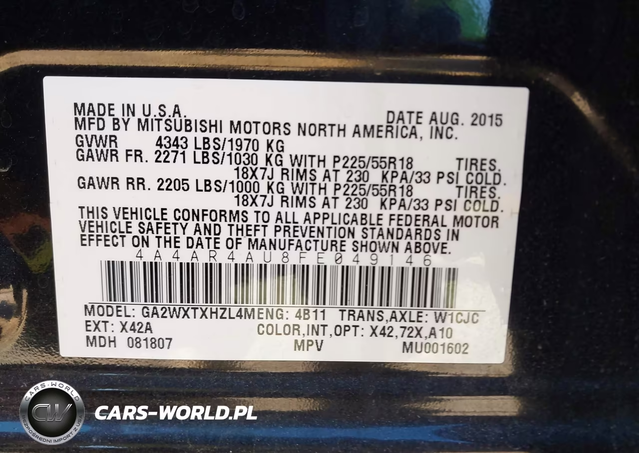 2015 Mitsubishi Outlander Sport Se VIN:4A4AR4AU8FE049146 - 9