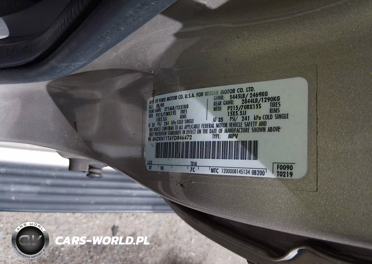 2000 Nissan Quest Gle-Gxe-Se-Cloth-Se-Leather VIN:4N2XN11T6YD846472 - 9