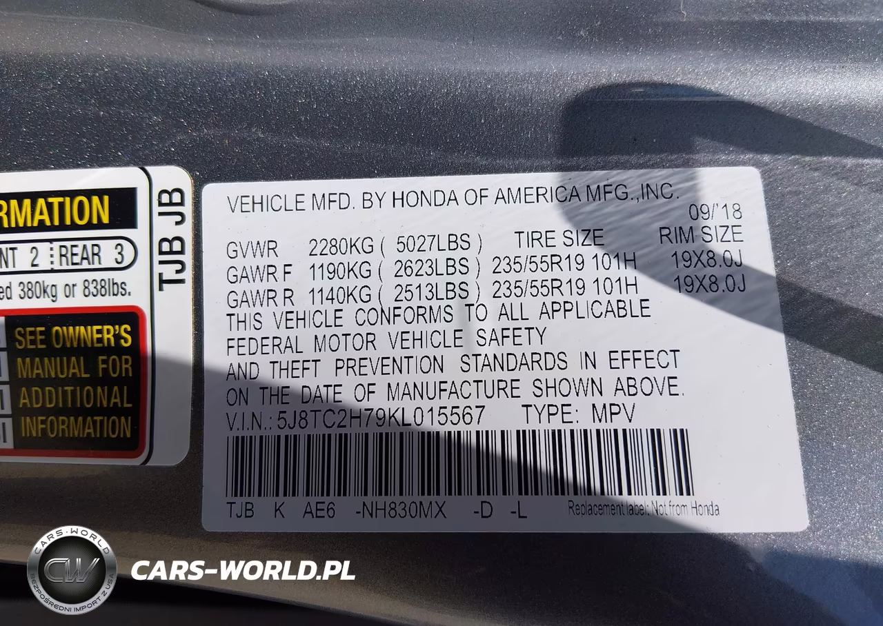 2019 Acura Rdx Advance Package VIN:5J8TC2H79KL015567 - 9