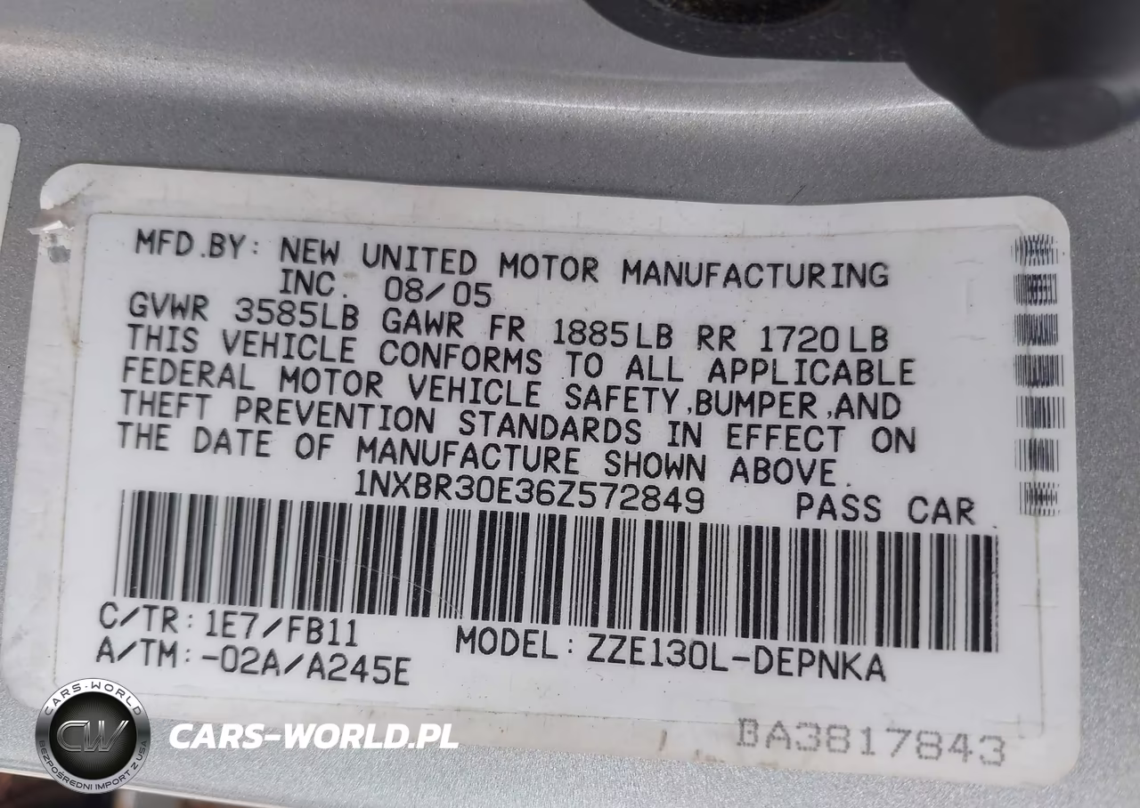 2006 Toyota Corolla Le VIN:1NXBR30E36Z572849 - 9