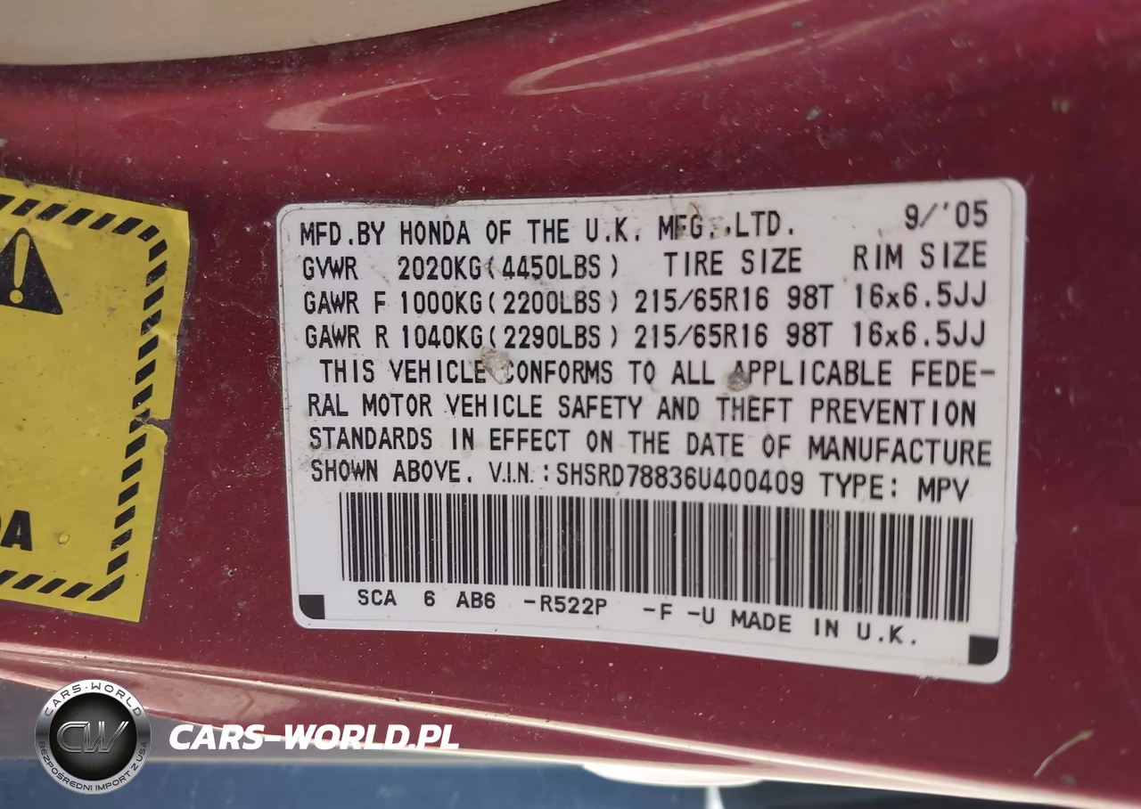 2006 Honda Cr-V Ex VIN:SHSRD78836U400409 - 9