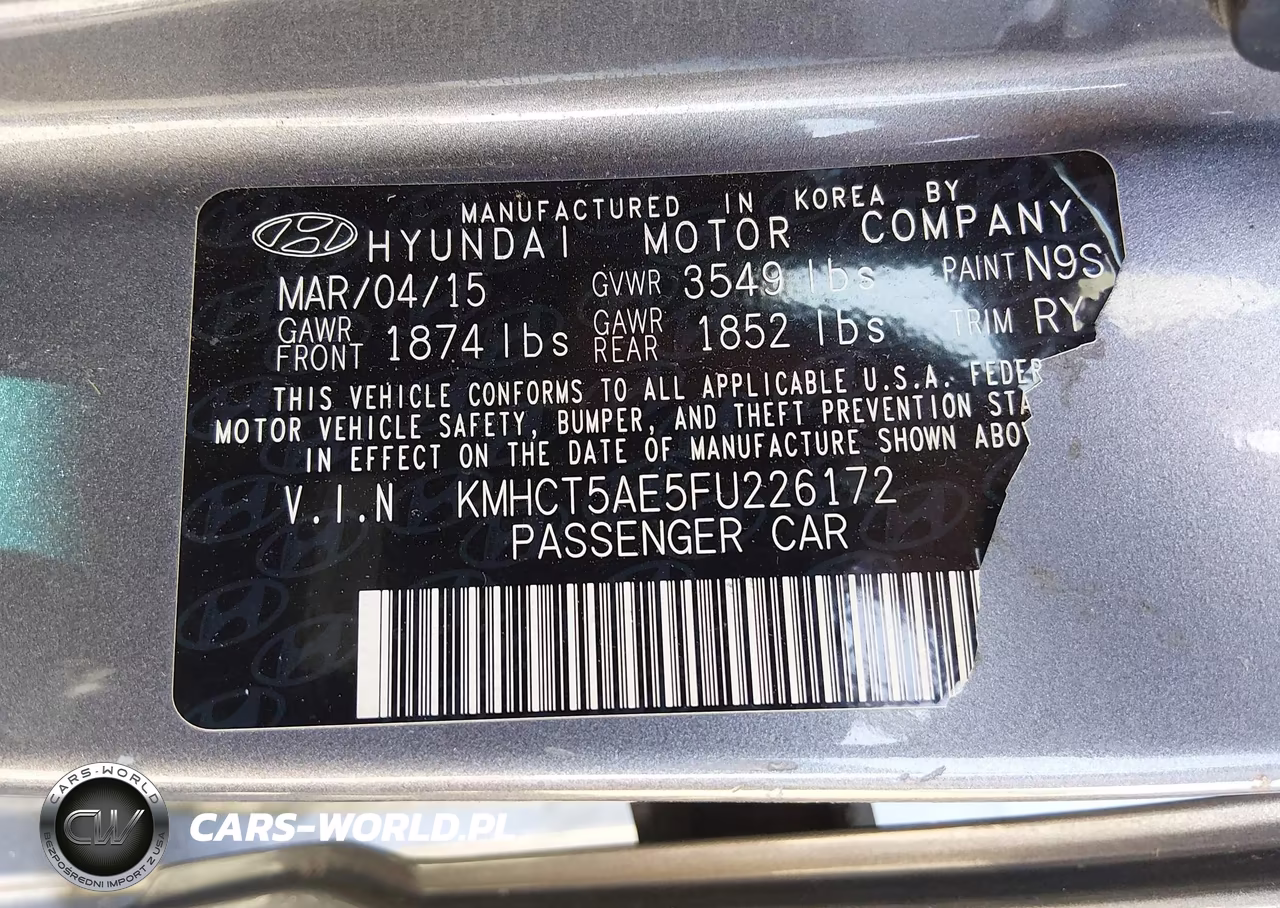 2015 Hyundai Accent Gs VIN:KMHCT5AE5FU226172 - 9