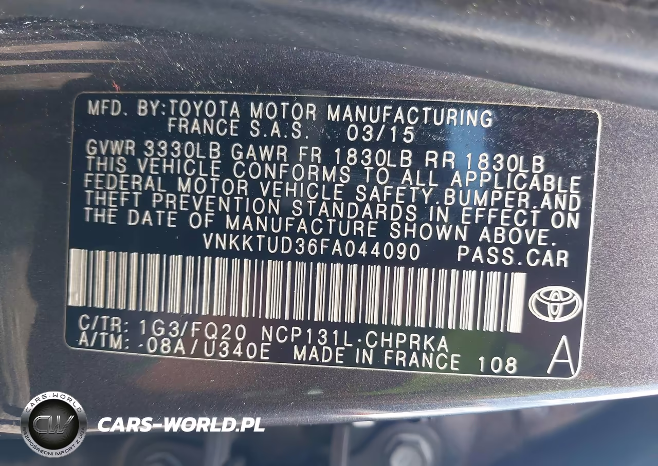 2015 Toyota Yaris L VIN:VNKKTUD36FA044090 - 9