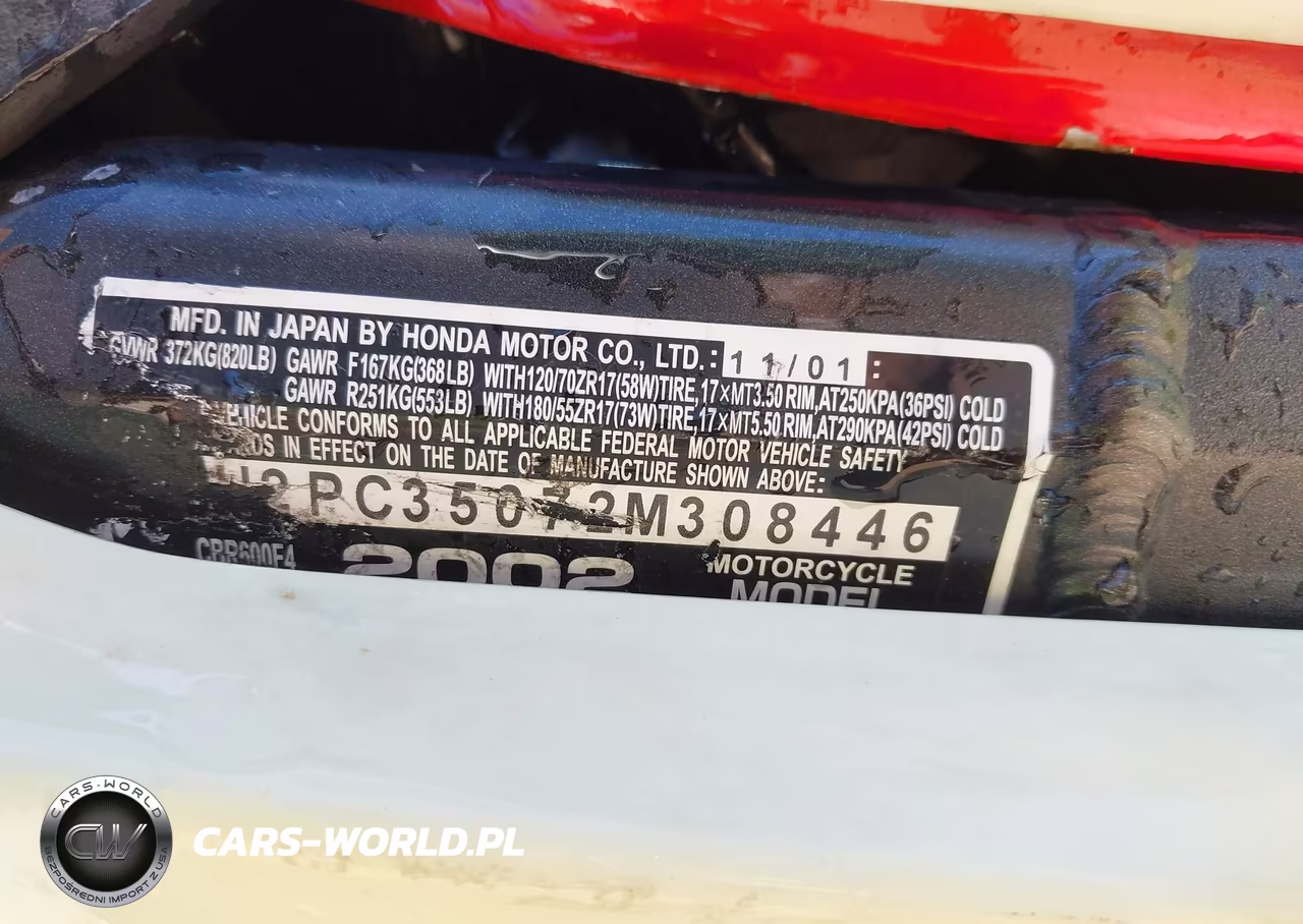2002 Honda Cbr600 F4 VIN:JH2PC35072M308446 - 10