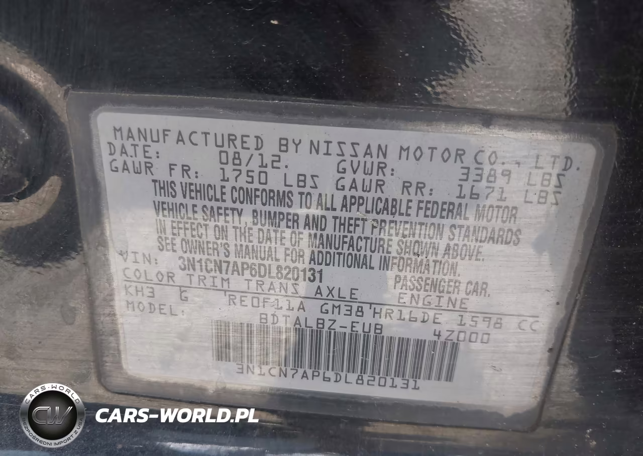 2013 Nissan Versa 1.6 Sv VIN:3N1CN7AP6DL820131 - 9