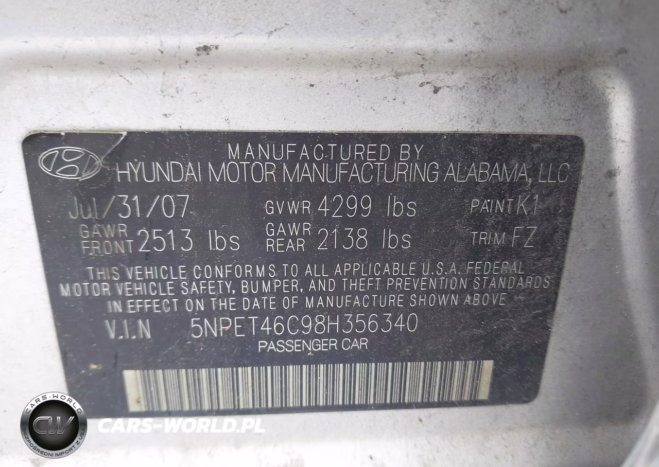 2008 Hyundai Sonata Gls VIN:5NPET46C98H356340 - 9