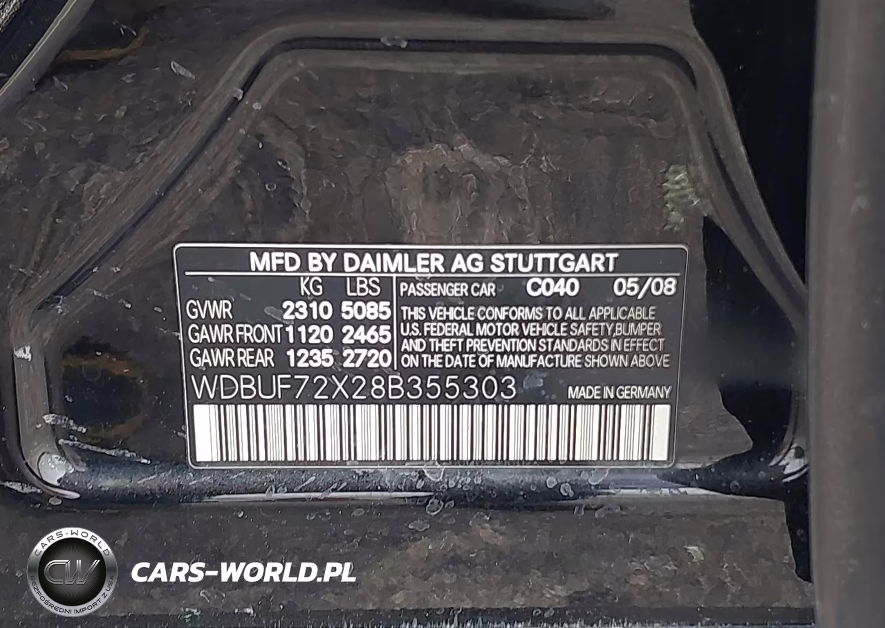 2008 Mercedes-Benz E 550 VIN:WDBUF72X28B355303 - 9