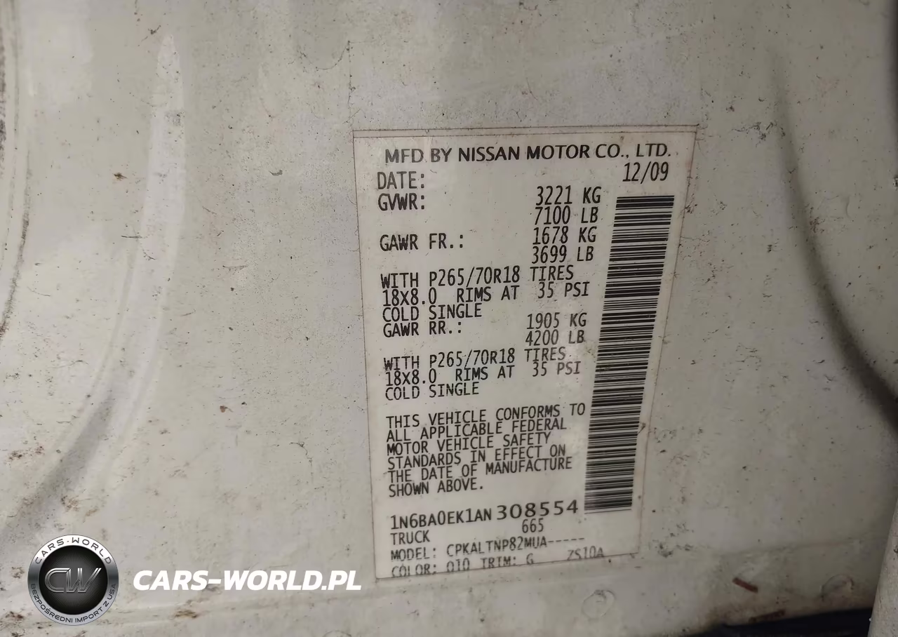 2010 Nissan Titan Se VIN:1N6BA0EK1AN308554 - 9