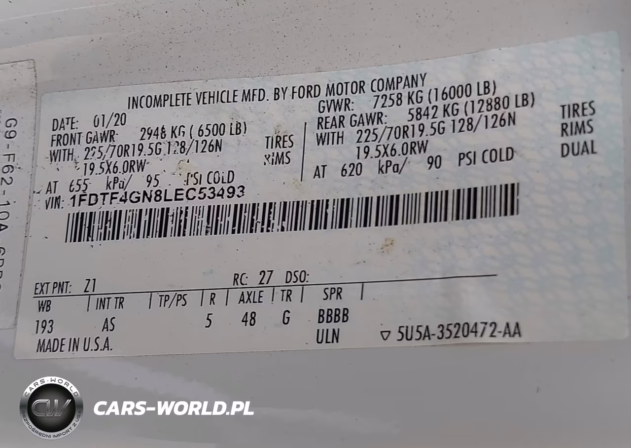 2020 Ford F-450 Chassis Xl VIN:1FDTF4GN8LEC53493 - 8