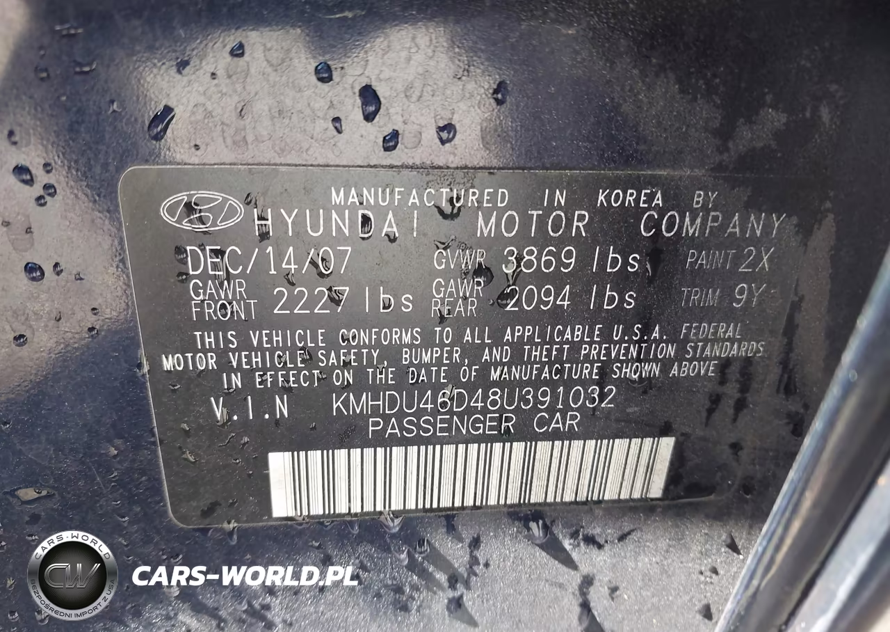 2008 Hyundai Elantra Gls-Se VIN:KMHDU46D48U391032 - 9