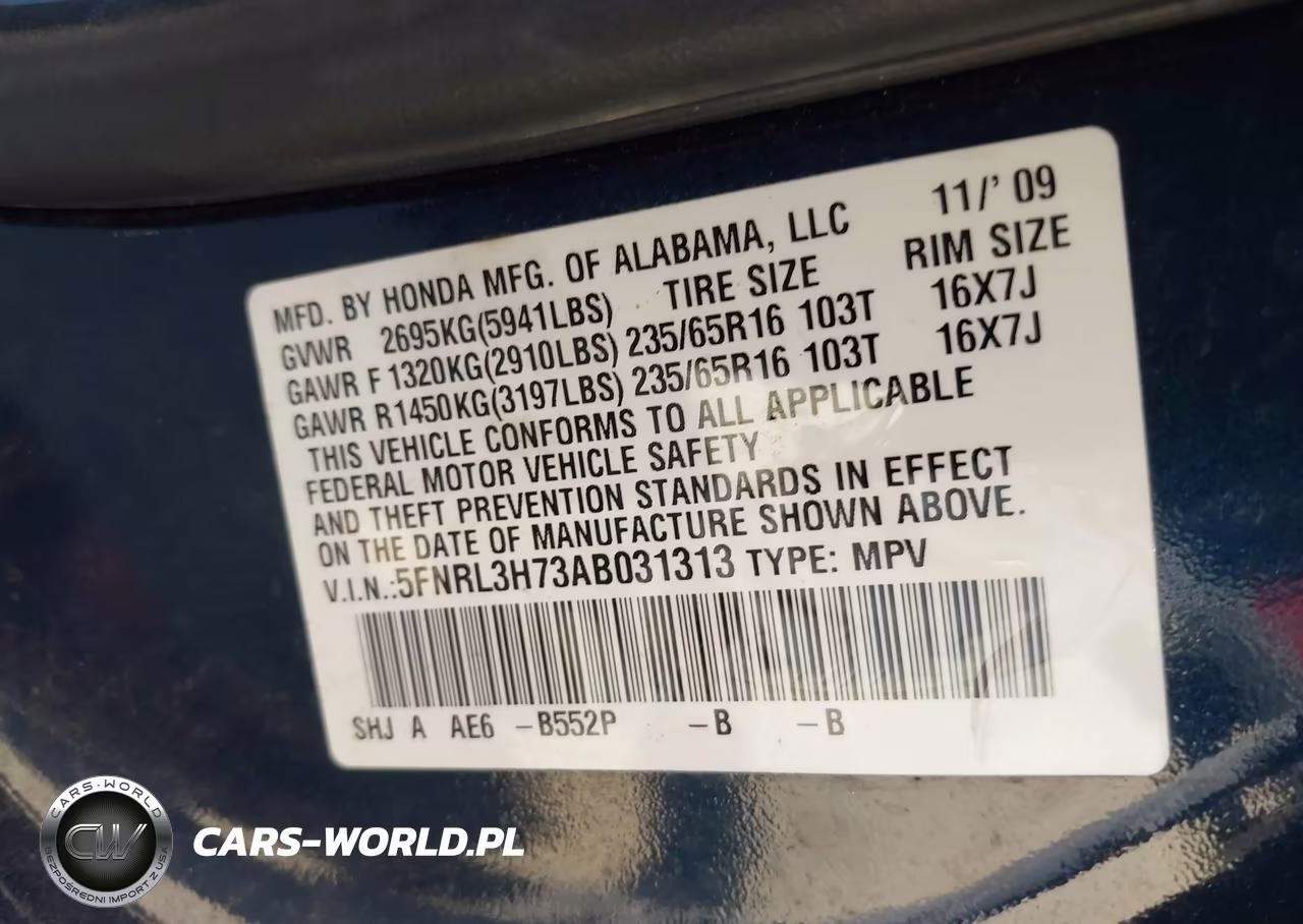 2010 Honda Odyssey Ex-L VIN:5FNRL3H73AB031313 - 9
