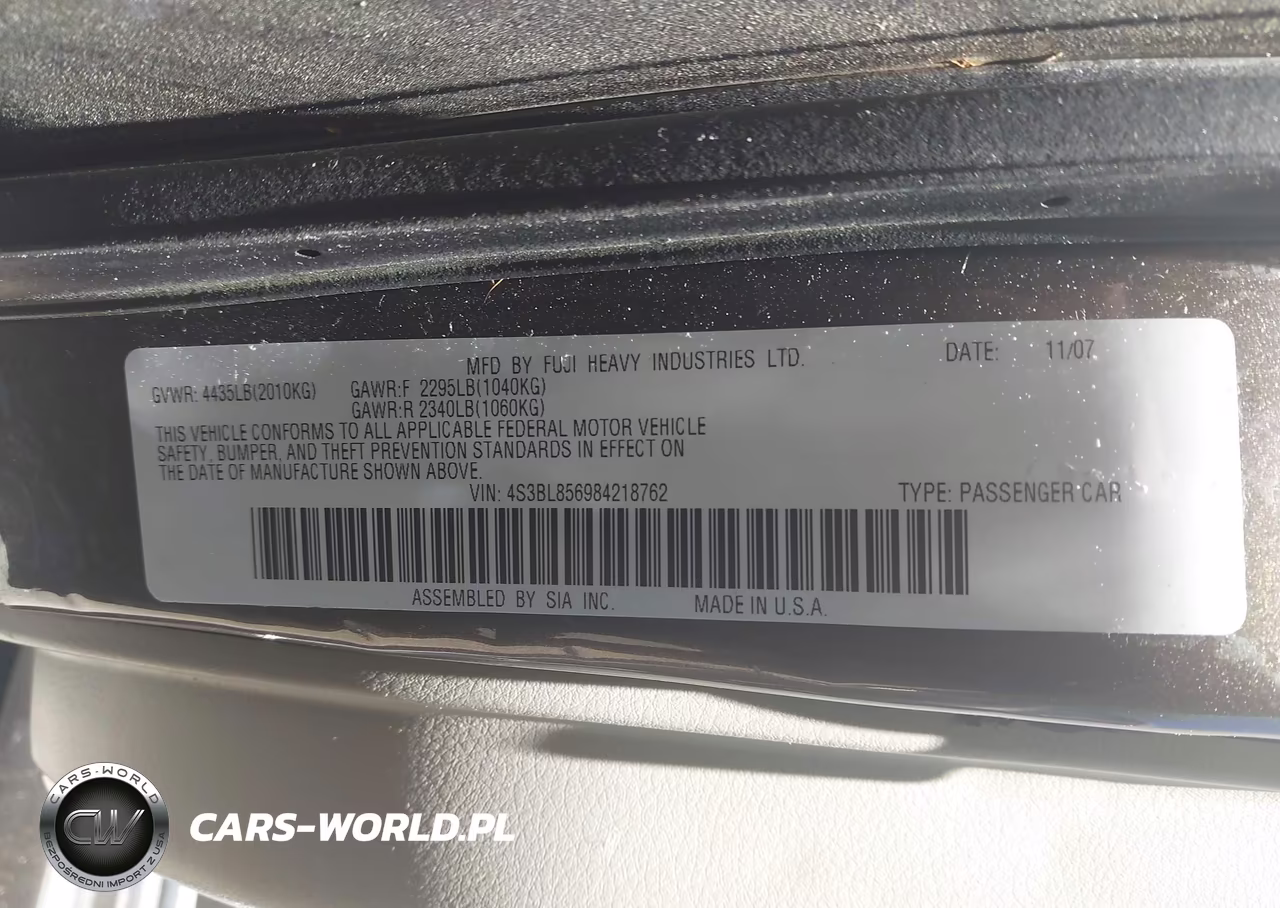 2008 Subaru Legacy 3.0R Limited VIN:4S3BL856984218762 - 9