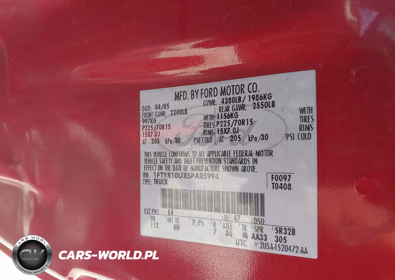 2005 Ford Ranger Edge-Stx-Xl-Xls-Xlt VIN:1FTYR10UX5PA85994 - 9