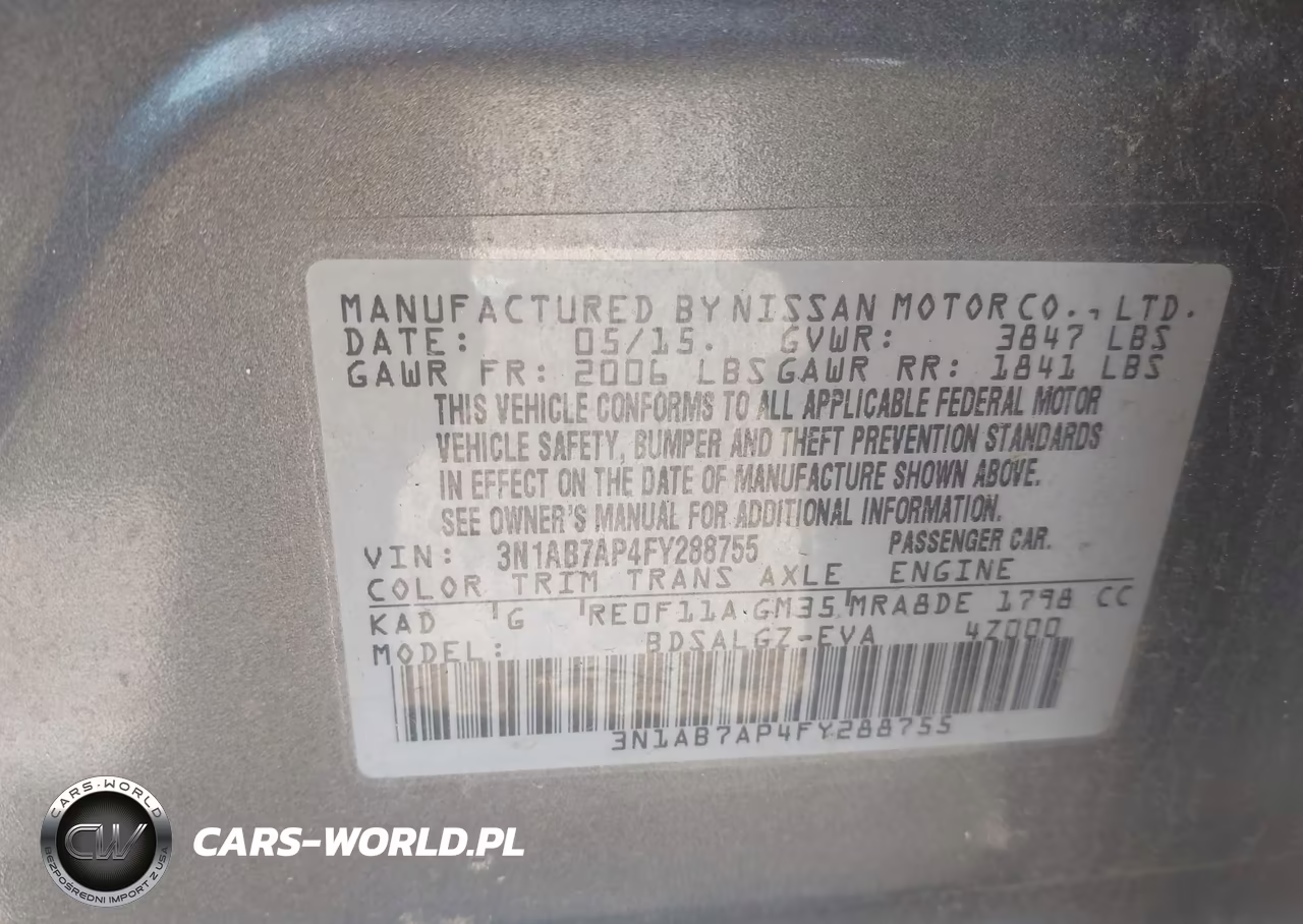2015 Nissan Sentra Sl VIN:3N1AB7AP4FY288755 - 9