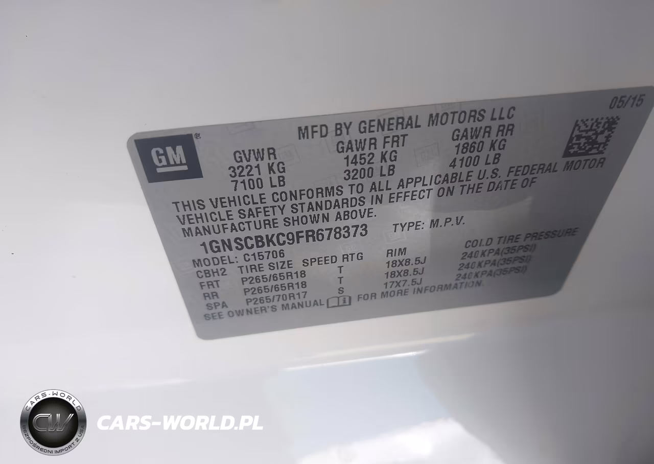 2015 Chevrolet Tahoe Lt VIN:1GNSCBKC9FR678373 - 9