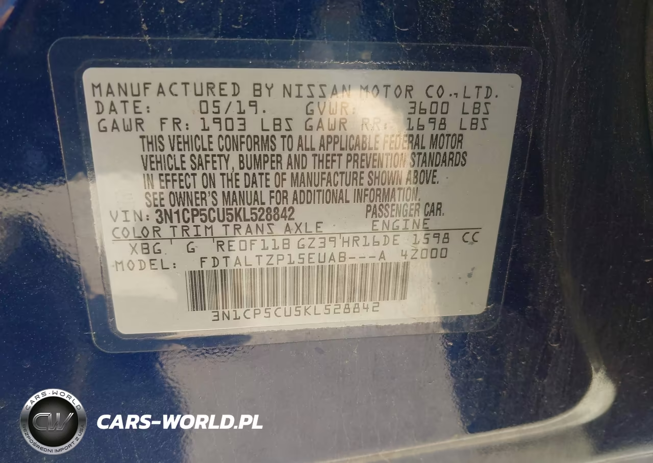 2019 Nissan Kicks Sr VIN:3N1CP5CU5KL528842 - 9