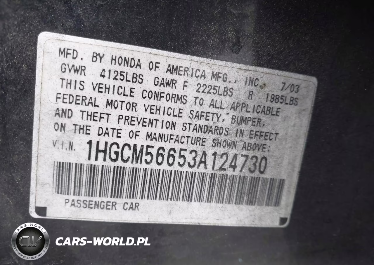 2003 Honda Accord 2.4 Ex VIN:1HGCM56653A124730 - 9