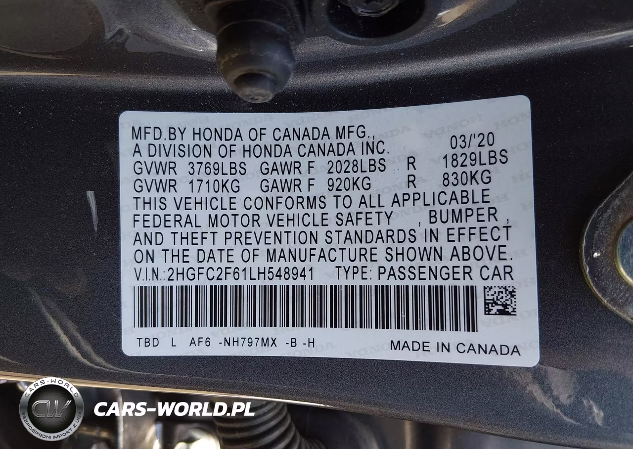 2020 Honda Civic Lx VIN:2HGFC2F61LH548941 - 9