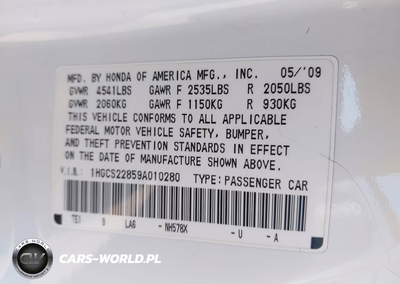 2009 Honda Accord 3.5 Ex-L VIN:1HGCS22859A010280 - 9