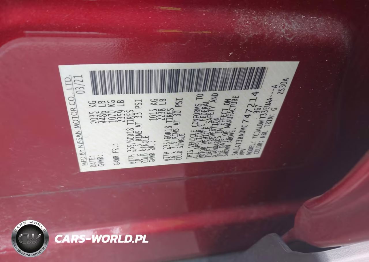 2021 Nissan Rogue Sv Fwd VIN:5N1AT3BA0MC747214 - 9