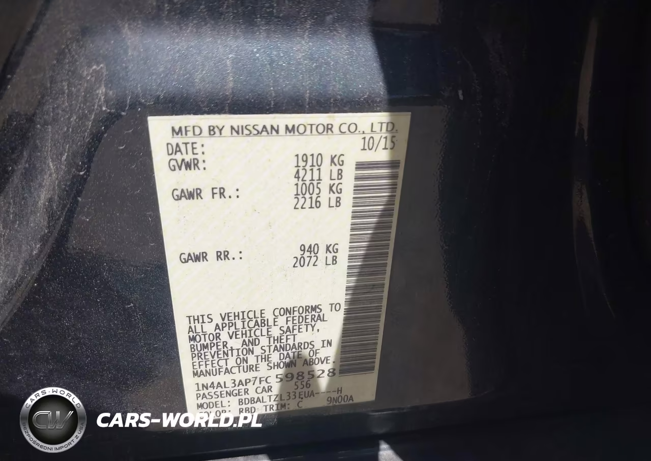 2015 Nissan Altima 2.5 Sl VIN:1N4AL3AP7FC598528 - 9