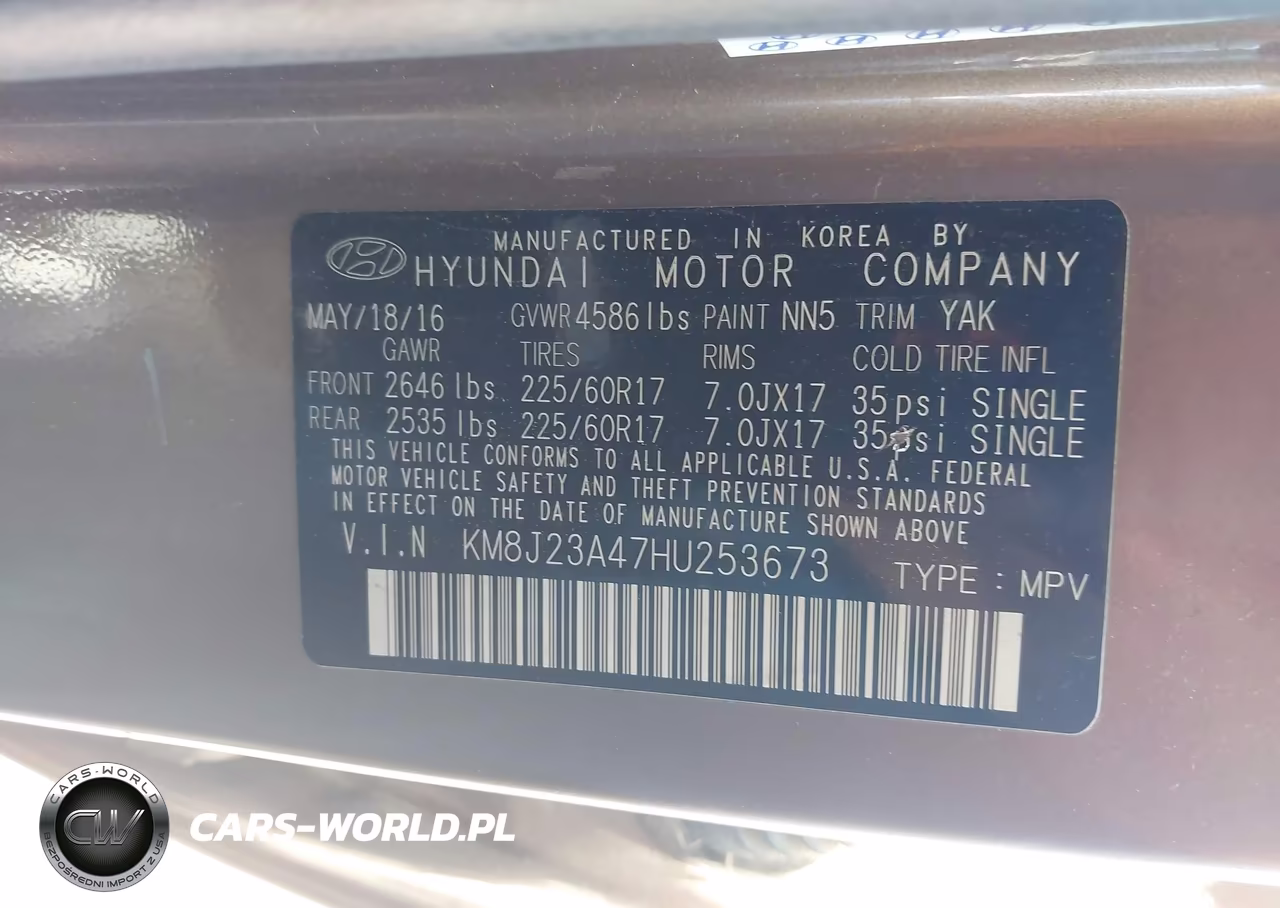 2017 Hyundai Tucson Se VIN:KM8J23A47HU253673 - 9