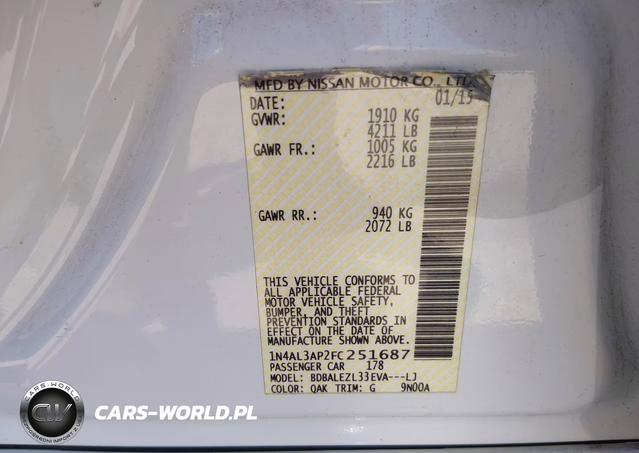 2015 Nissan Altima 2.5 S VIN:1N4AL3AP2FC251687 - 9