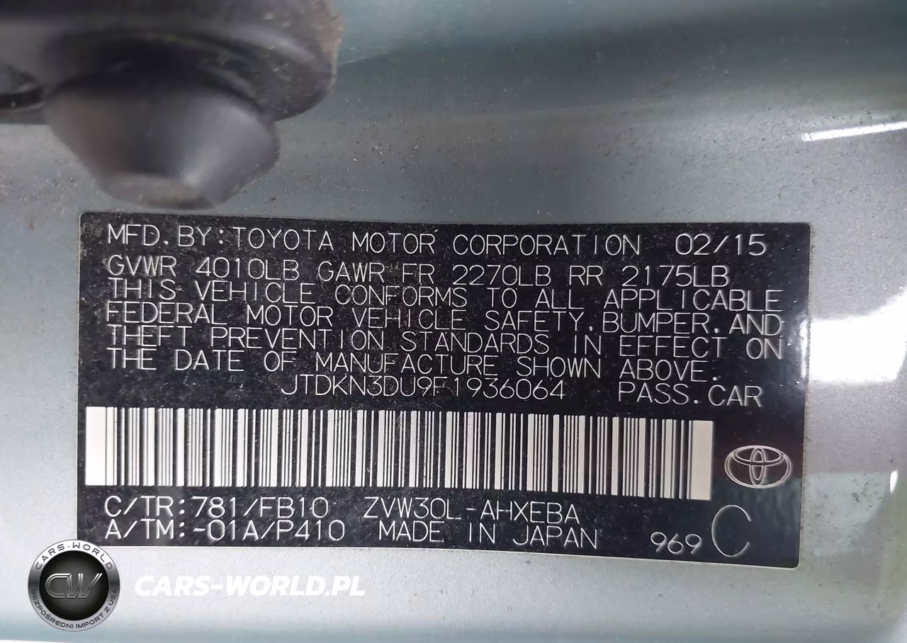 2015 Toyota Prius Two VIN:JTDKN3DU9F1936064 - 9