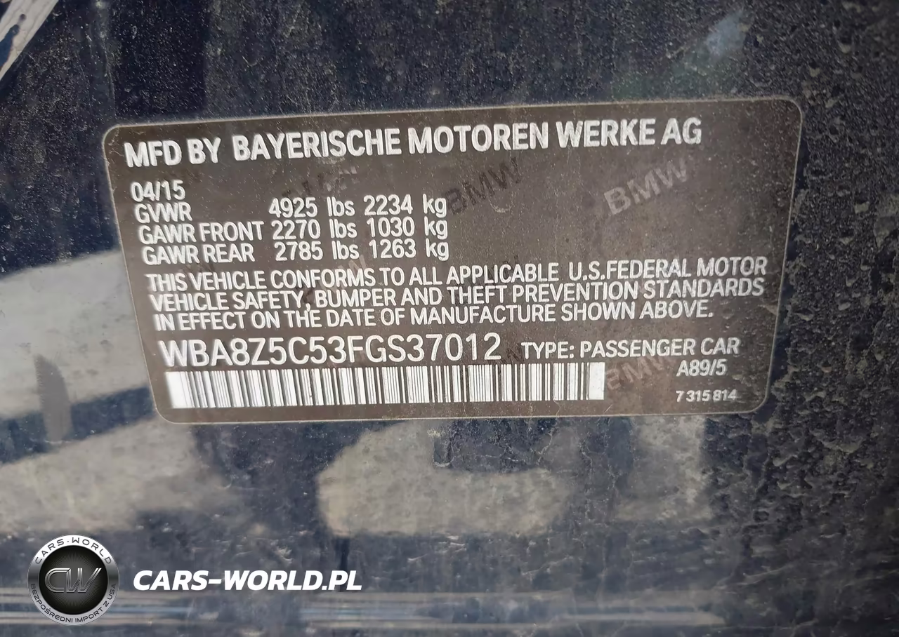 2015 BMW 328I Gran Turismo xDrive VIN:WBA8Z5C53FGS37012 - 9
