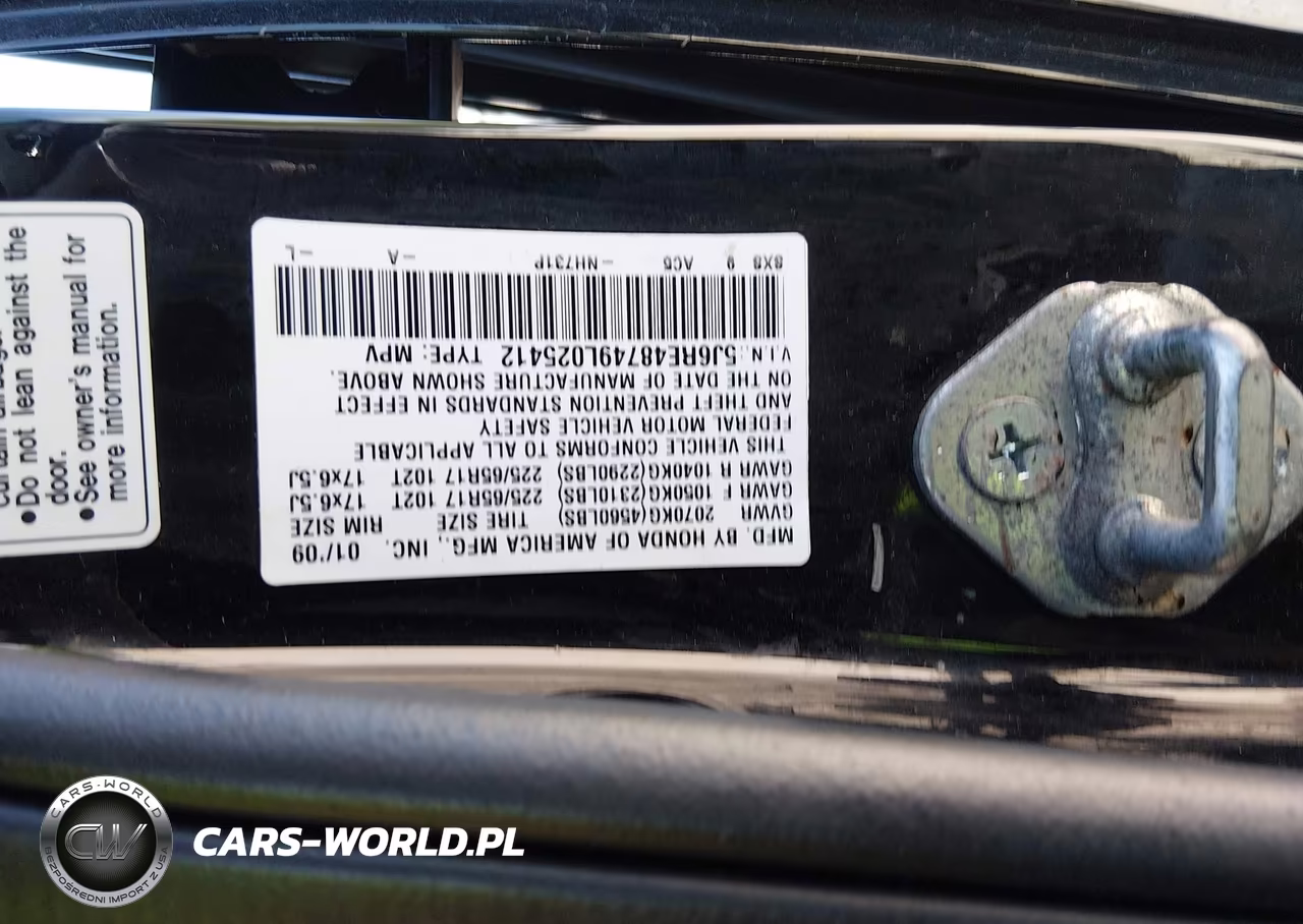 2009 Honda Cr-V Ex-L VIN:5J6RE48749L025412 - 9