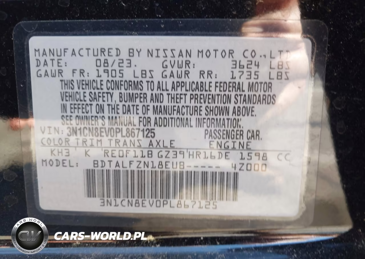 2023 Nissan Versa 1.6 Sv Xtronic Cvt VIN:3N1CN8EV0PL867125 - 9