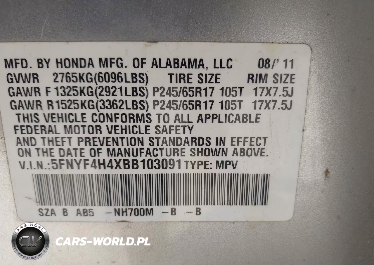 2011 Honda Pilot Ex VIN:5FNYF4H4XBB103091 - 9