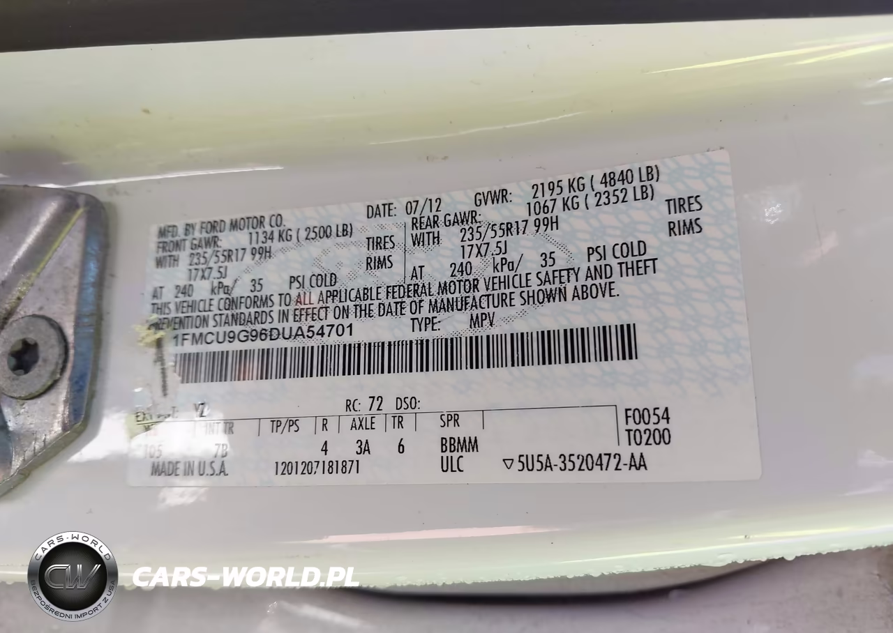 2013 Ford Escape Se VIN:1FMCU9G96DUA54701 - 9