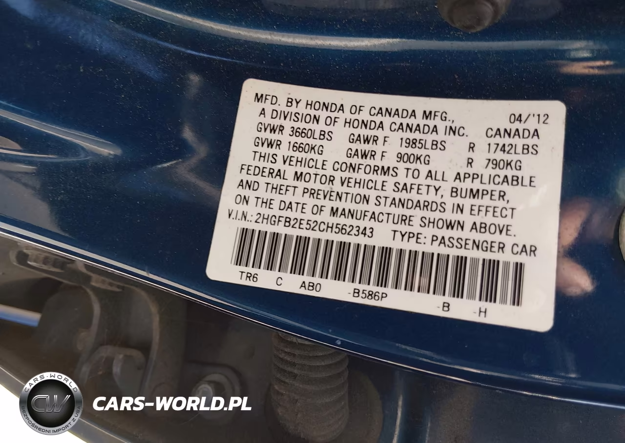 2012 Honda Civic Lx VIN:2HGFB2E52CH562343 - 9