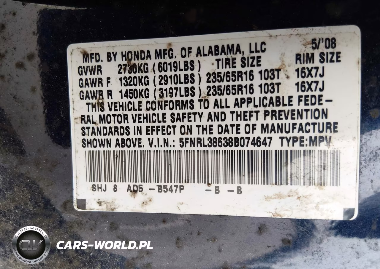 2008 Honda Odyssey Ex-L VIN:5FNRL38638B074647 - 9