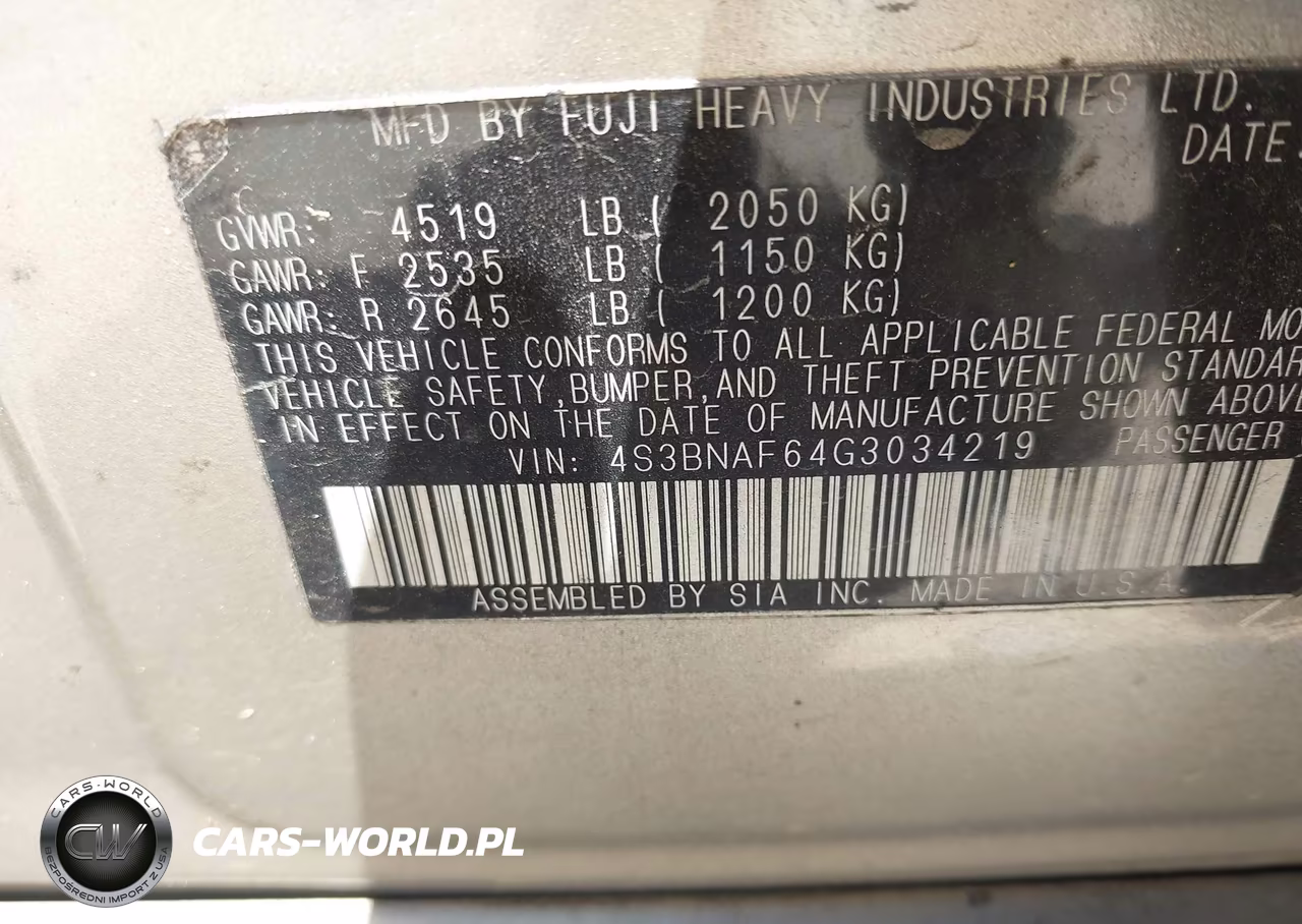 2016 Subaru Legacy 2.5I Premium VIN:4S3BNAF64G3034219 - 9