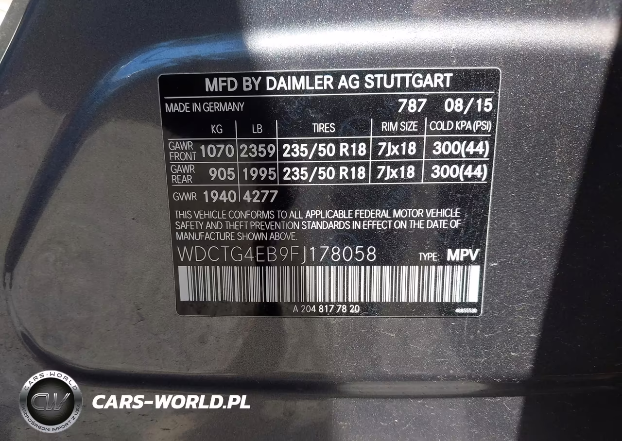 2015 Mercedes-Benz Gla 250 VIN:WDCTG4EB9FJ178058 - 9